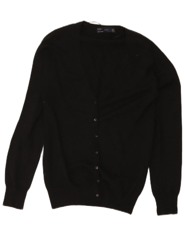 Zara Womens Cardigan Sweater UK 14 Large Black Cotton