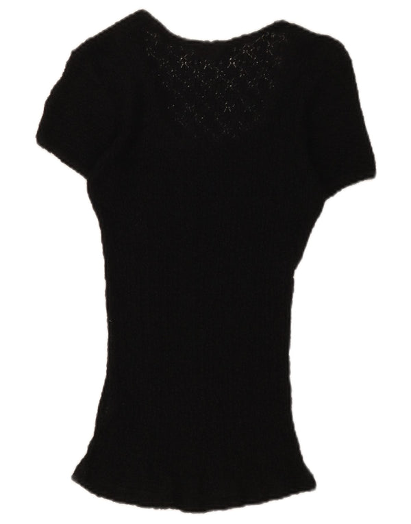 Guess Womens Lace Blouse Top UK 12 Medium Black Floral