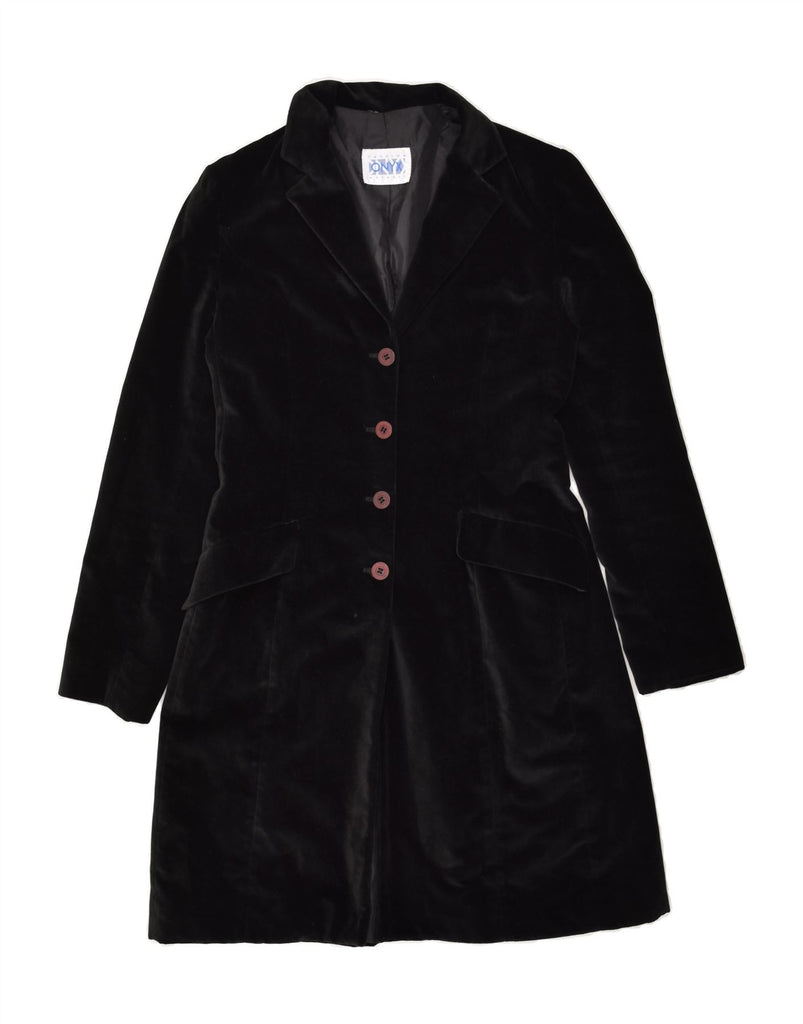 ONYX Womens Overcoat IT 42 Medium Black Cotton | Vintage Onyx | Thrift | Second-Hand Onyx | Used Clothing | Messina Hembry 