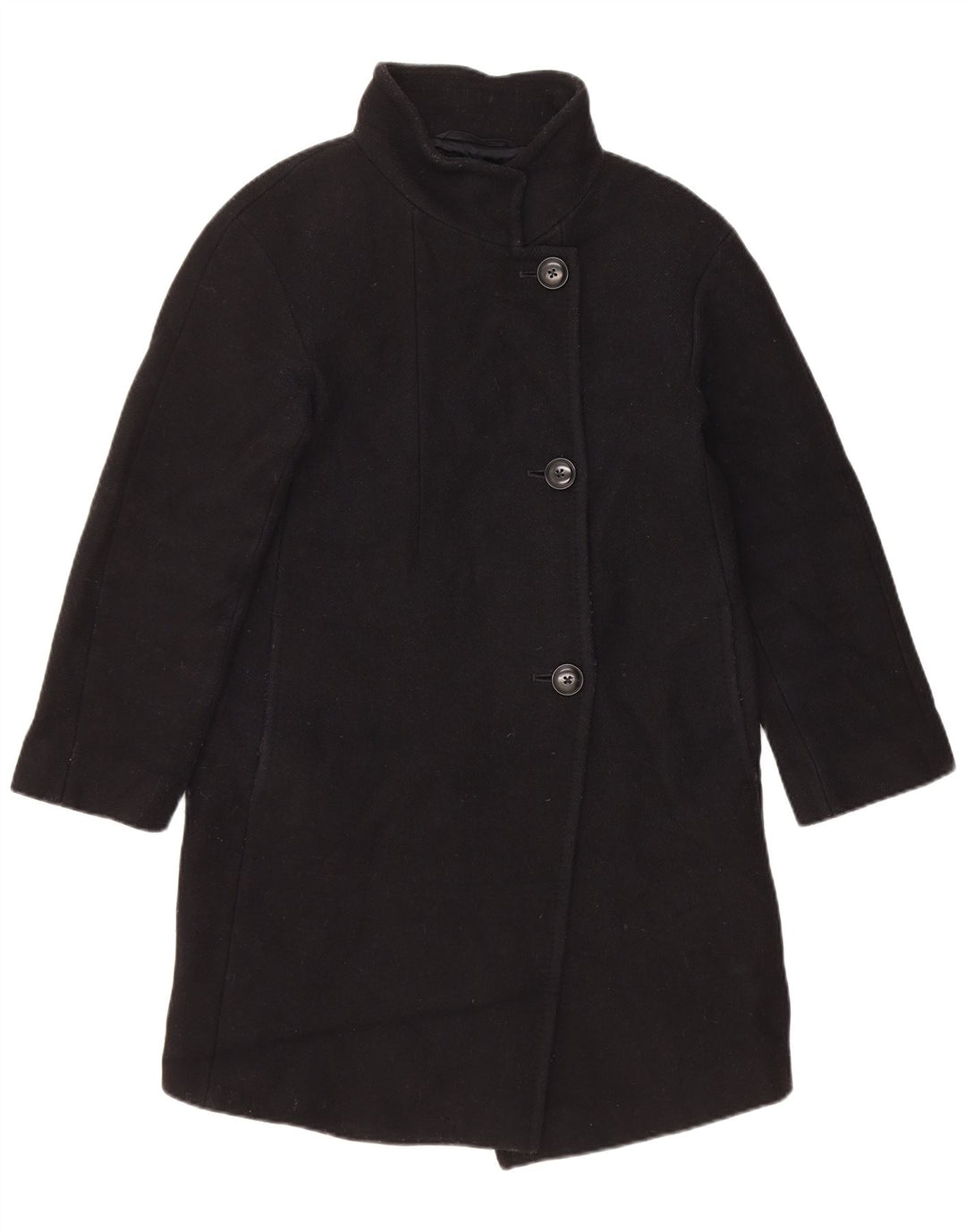 Massimo Dutti Womens Loose Fit Overcoat EU 34 2XS Black Wool