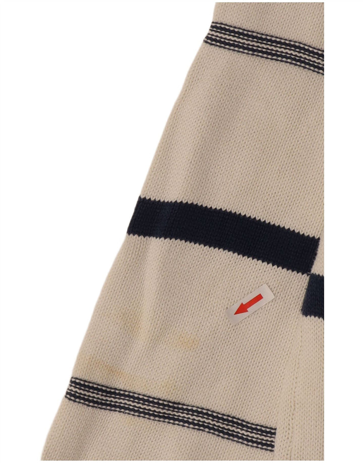 Stefanel Mens V-Neck Jumper Sweater XL White Argyle/Diamond