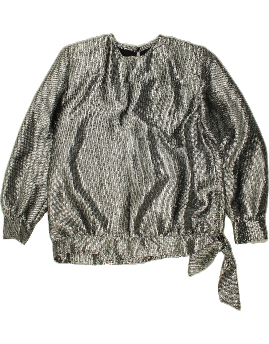VINTAGE Womens Long Sleeve Blouse Top UK 14 Large Silver Vintage Vintage and Second-Hand Vintage from Messina Hembry 