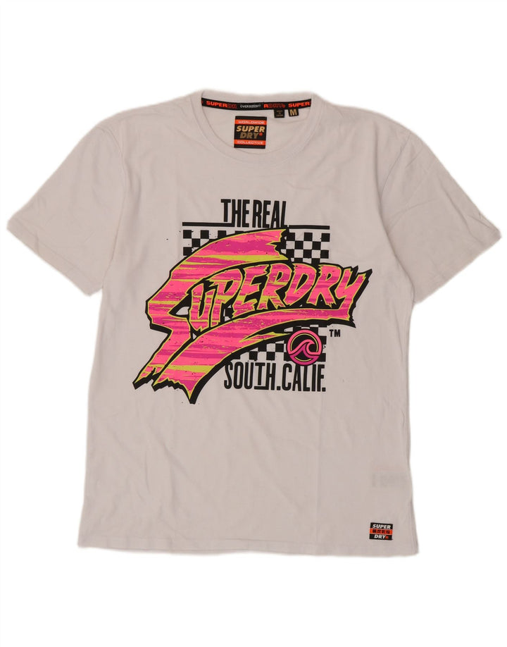 Superdry Mens Graphic T-Shirt Top Medium White Cotton