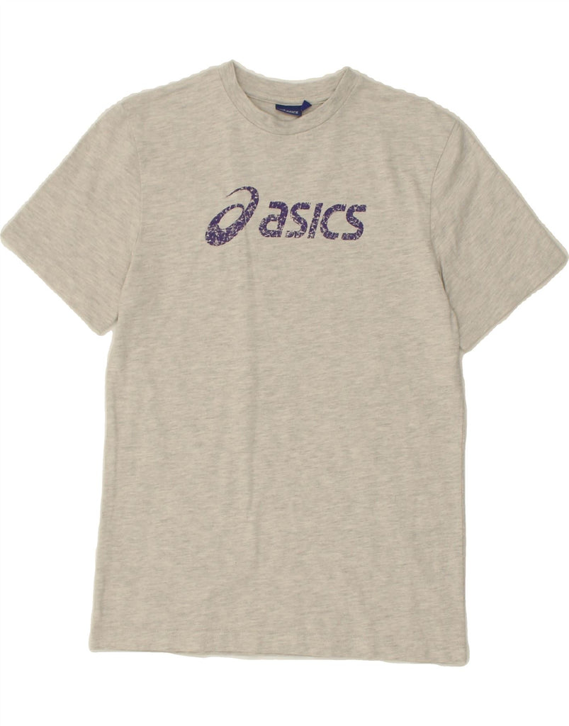 ASICS Womens Graphic T-Shirt Top UK 14 Medium Grey Cotton | Vintage Asics | Thrift | Second-Hand Asics | Used Clothing | Messina Hembry 