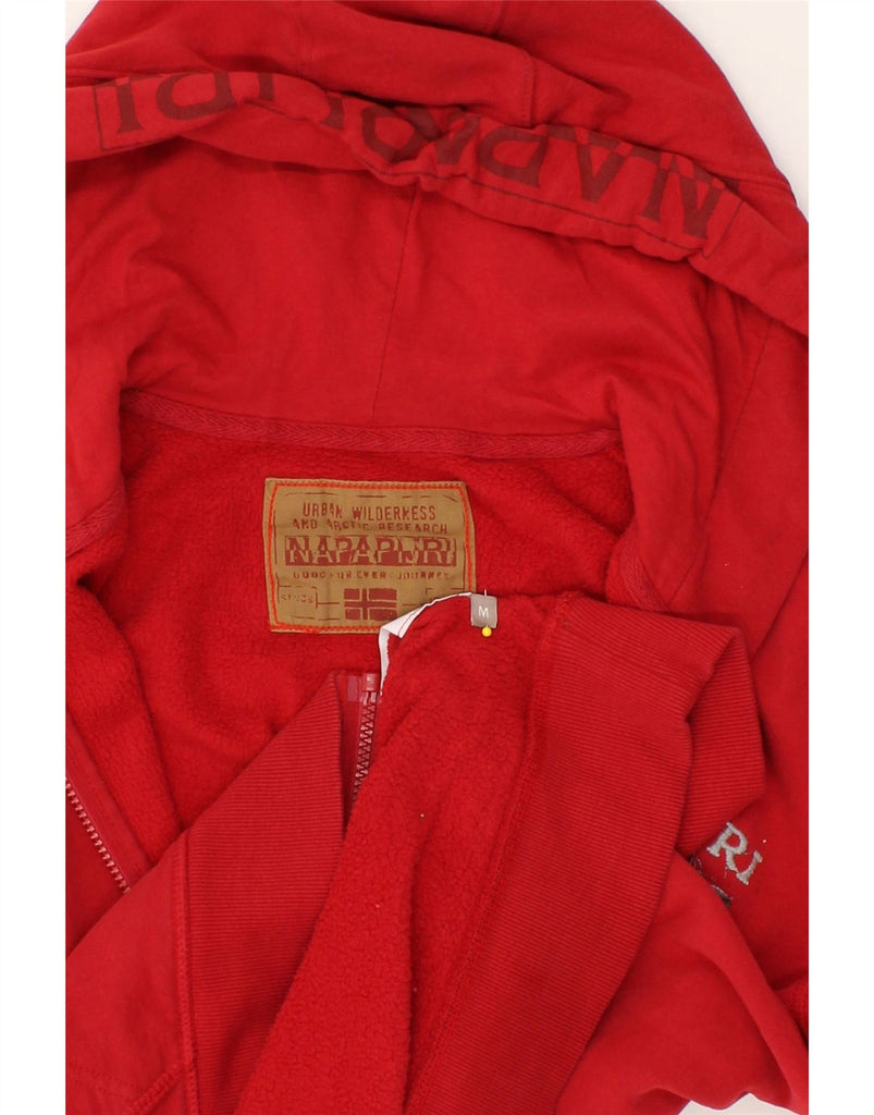 NAPAPIJRI Mens Graphic Zip Hoodie Sweater Medium Red Cotton | Vintage Napapijri | Thrift | Second-Hand Napapijri | Used Clothing | Messina Hembry 