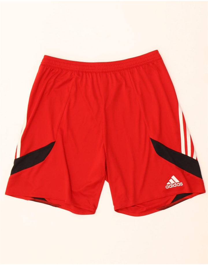 Adidas Mens Climalite Sport Shorts Medium Red Colourblock Polyester