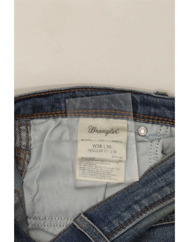 Wrangler Mens Regular Fit Straight Jeans W38 L30 Blue Cotton