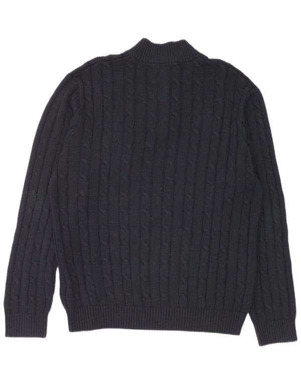 Crew Clothing Mens Zip Neck Jumper Sweater 2XL Navy Blue Cotton