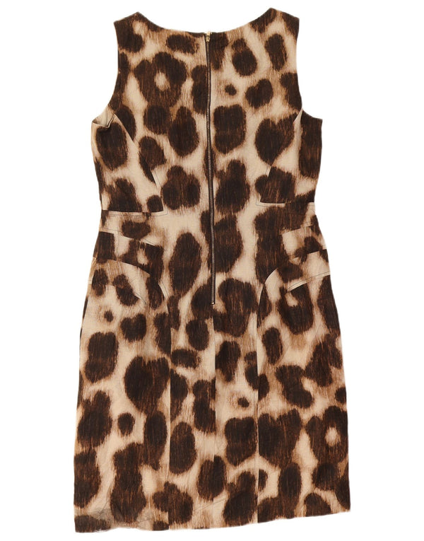 Calvin Klein Womens Sleeveless Sheath Dress UK 12 Medium Brown Animal Print