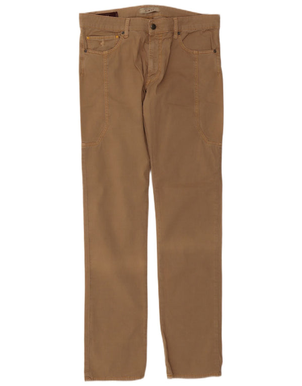 Marlboro Classics Mens Slim Casual Trousers W33 L34 Beige Cotton