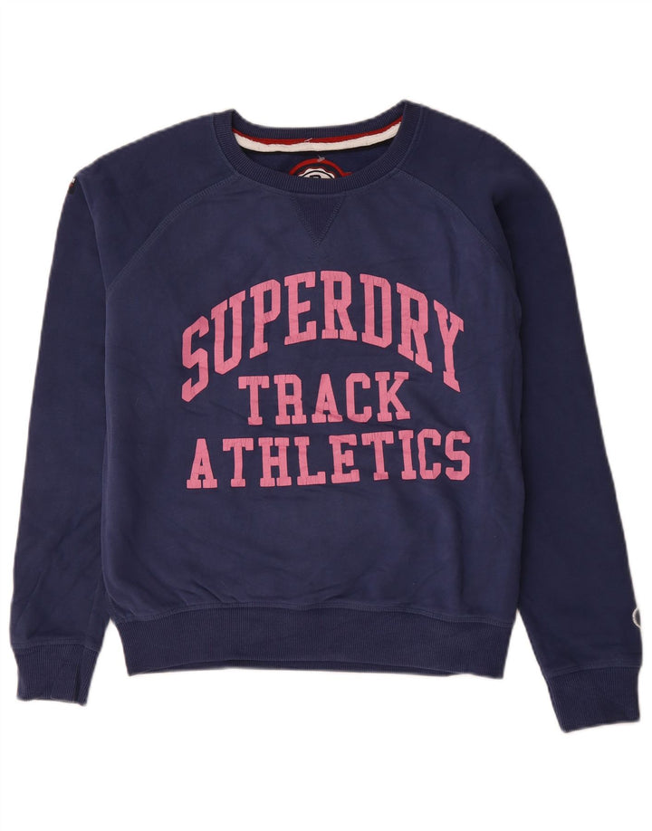 Superdry Womens Graphic Oversized Sweatshirt Jumper UK 14 Medium Navy Blue