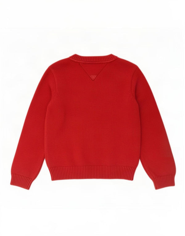 Tommy Hilfiger Boys Boat Neck Jumper Sweater 3-4 Years Red Cotton