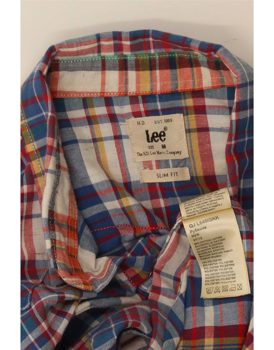Lee Mens Short Sleeve Slim Fit Shirt Medium Multicoloured Check Cotton