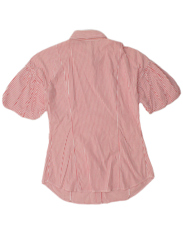 Benetton Womens Short Sleeve Shirt UK 14 Medium Red Striped
