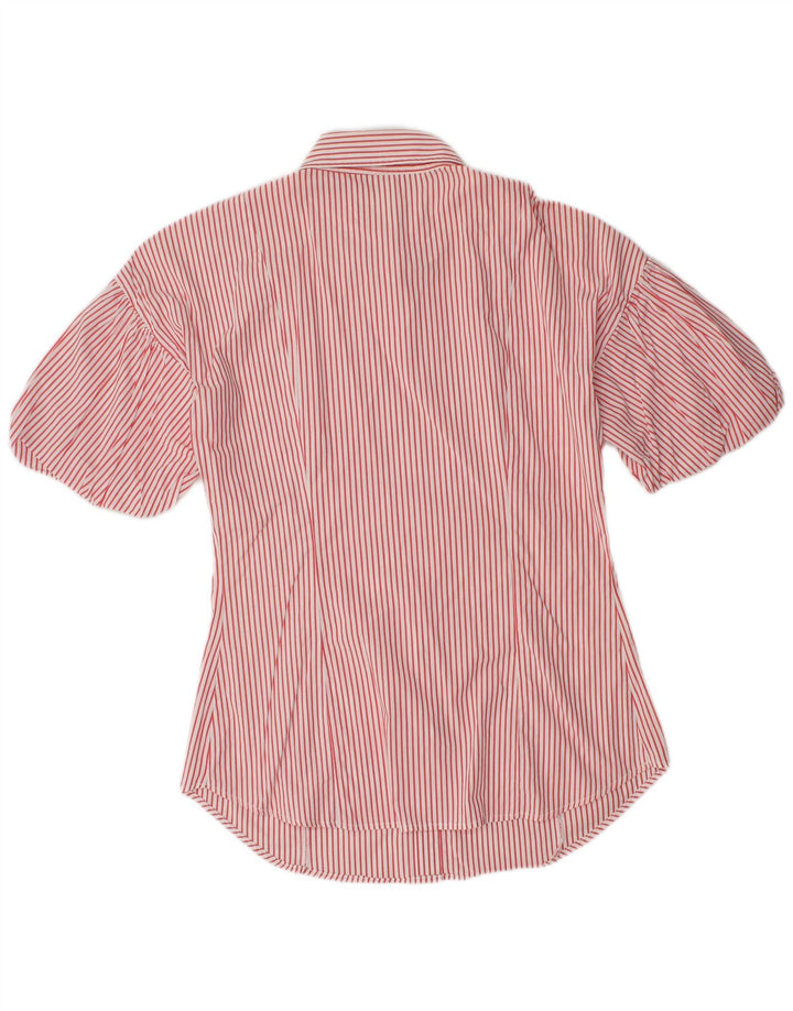 Benetton Womens Short Sleeve Shirt UK 14 Medium Red Striped