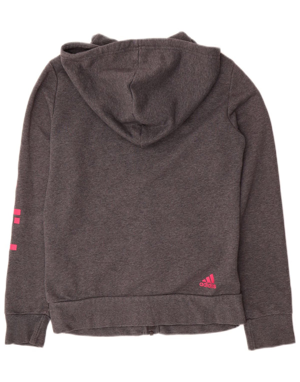 Adidas Womens Graphic Zip Hoodie Sweater UK 8/10 Small Grey Cotton