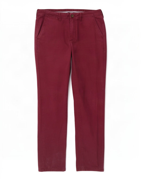 Crew Clothing Mens Slim Fit Chino Trousers W36 L33 Burgundy Cotton