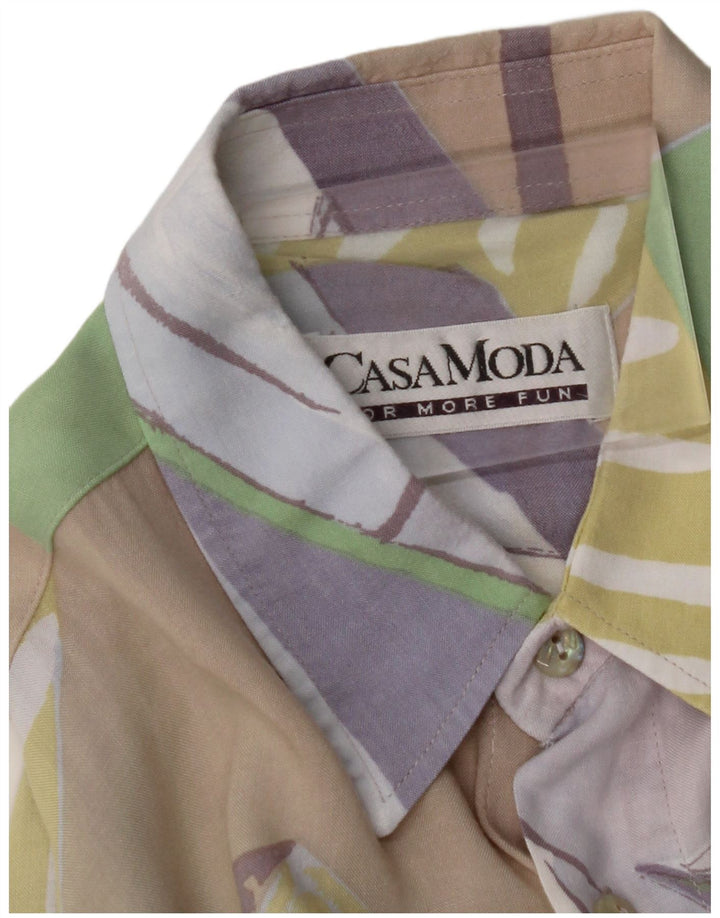 CASA MODA Mens Short Sleeve Shirt Large Multicoloured Patchwork
