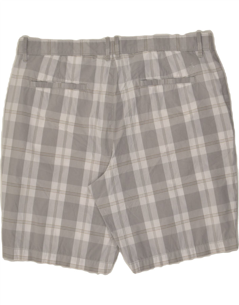 PENGUIN Mens Chino Shorts EU 54 2XL W42  Grey Check Cotton | Vintage Penguin | Thrift | Second-Hand Penguin | Used Clothing | Messina Hembry 