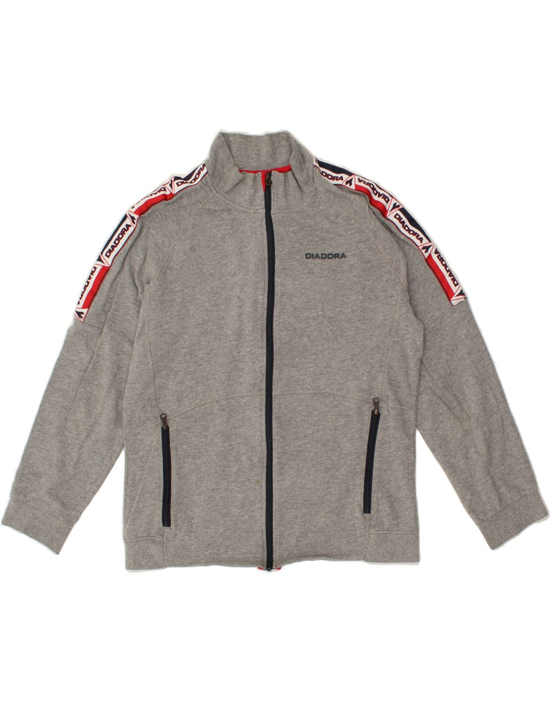 DIADORA Mens Graphic Tracksuit Top Jacket XL Grey Cotton Vintage Diadora and Second-Hand Diadora from Messina Hembry 