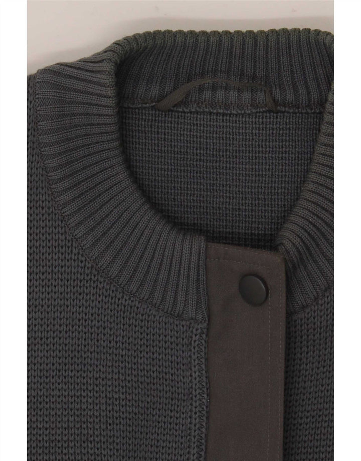 Vintage Mens Cardigan Sweater EU 40 Medium Grey Wool