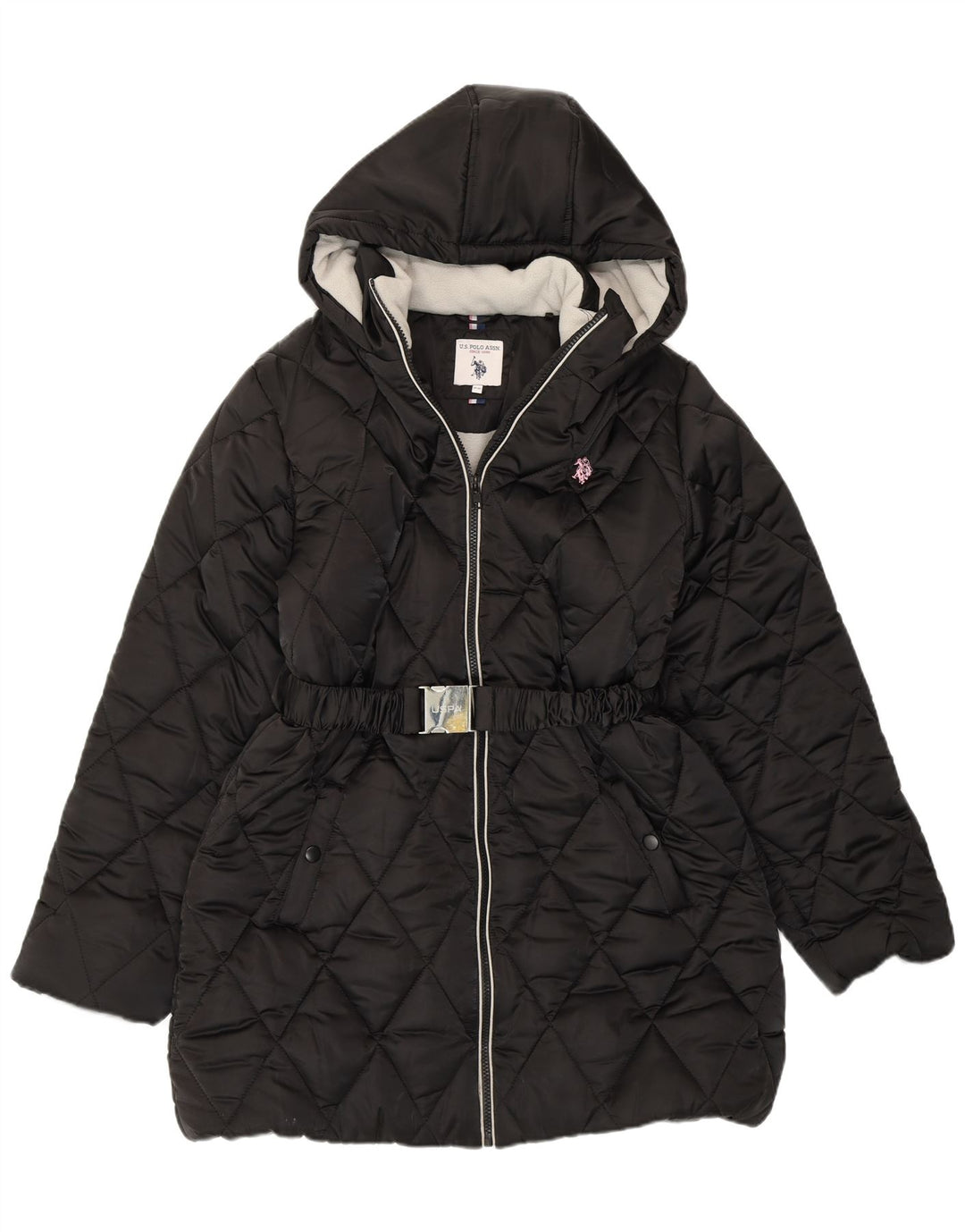 U.S. Polo Assn. Girls Hooded Padded Jacket 15-16 Years Black Polyester