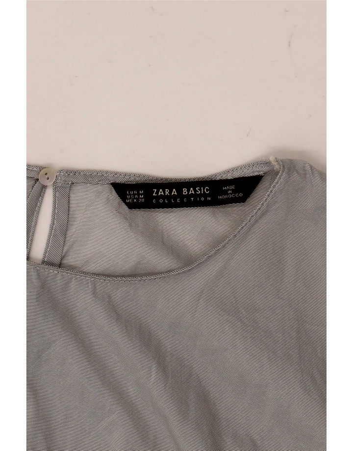 Zara Womens Blouse Top UK 14 Medium Grey