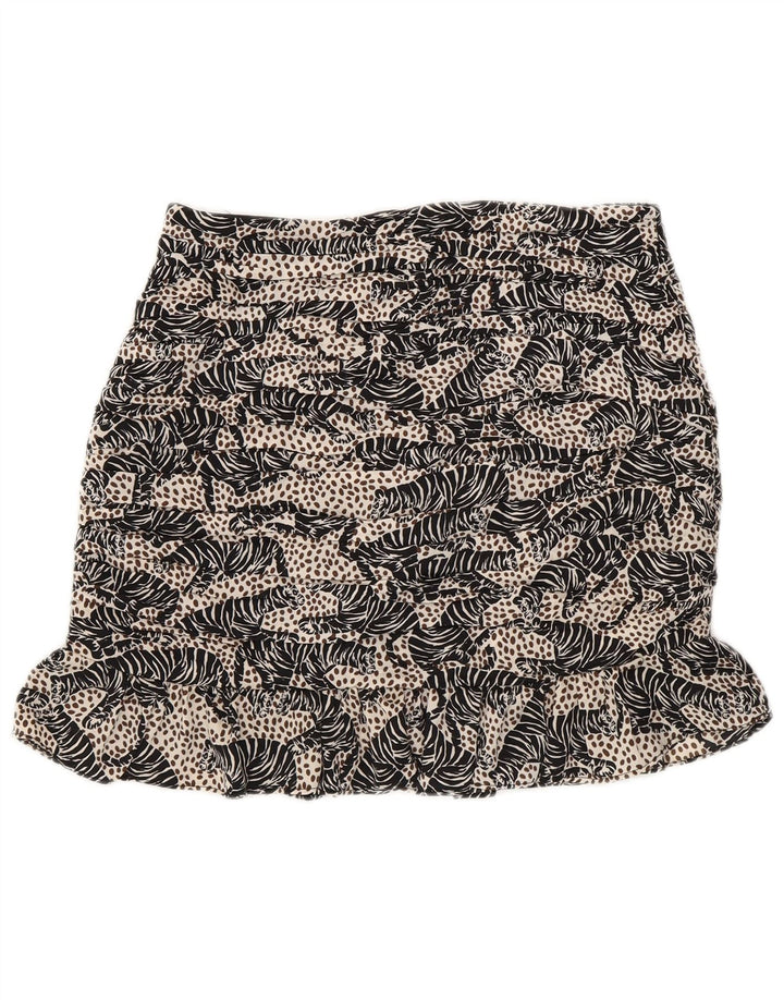 Zara Womens Mini Skirt XS W24  Black Animal Print Polyester
