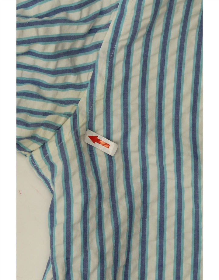Best Company Mens Shirt Large Blue Striped Cotton