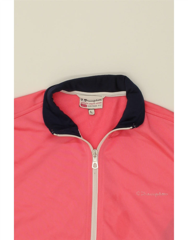 CHAMPION Womens Tracksuit Top Jacket UK 16 Large Pink Colourblock Vintage Champion and Second-Hand Champion from Messina Hembry 