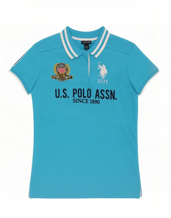 U.S. Polo Assn. Womens Graphic Shirt UK 14 Large Blue Cotton