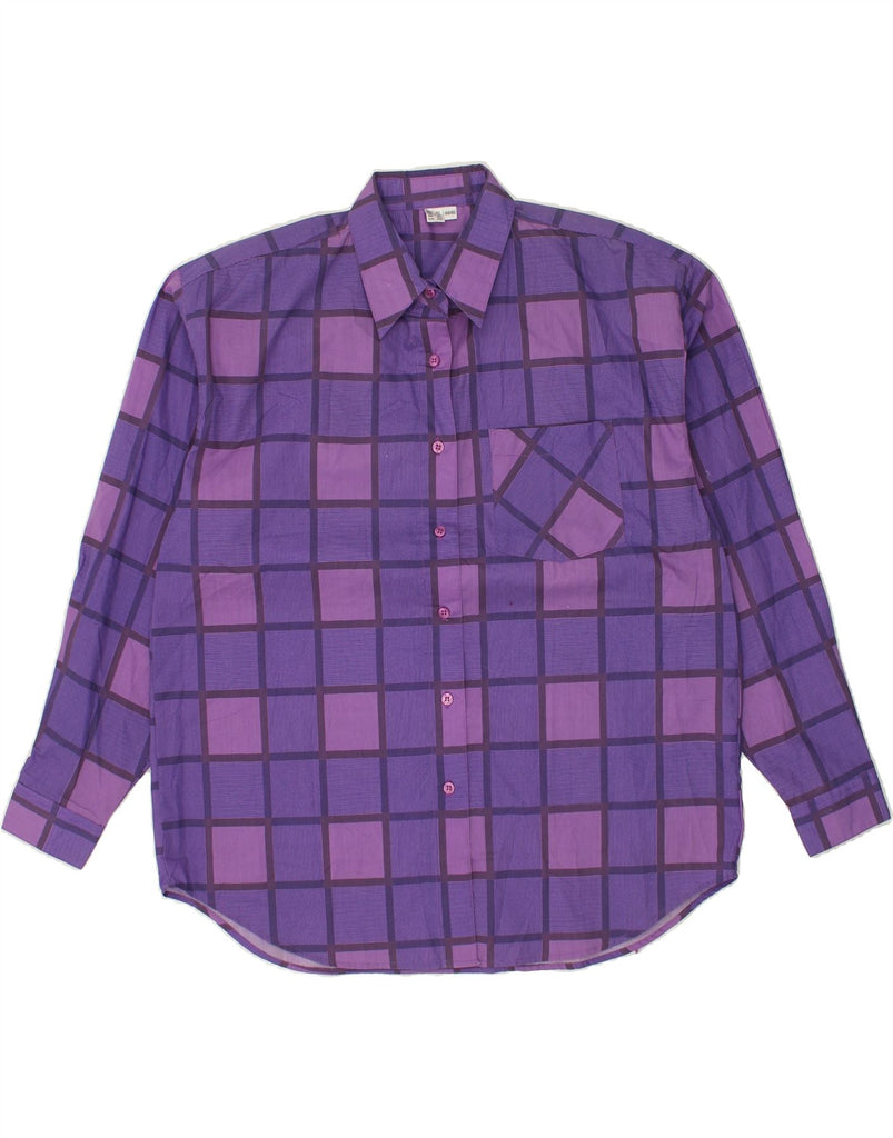 VINTAGE Womens Shirt EU 44/46 XL Purple Check Cotton | Vintage Vintage | Thrift | Second-Hand Vintage | Used Clothing | Messina Hembry 