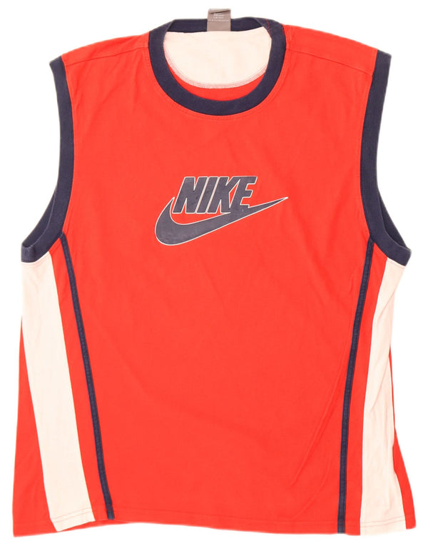 Nike Mens Graphic Vest Top UK 45/47 XL Red Colourblock Cotton
