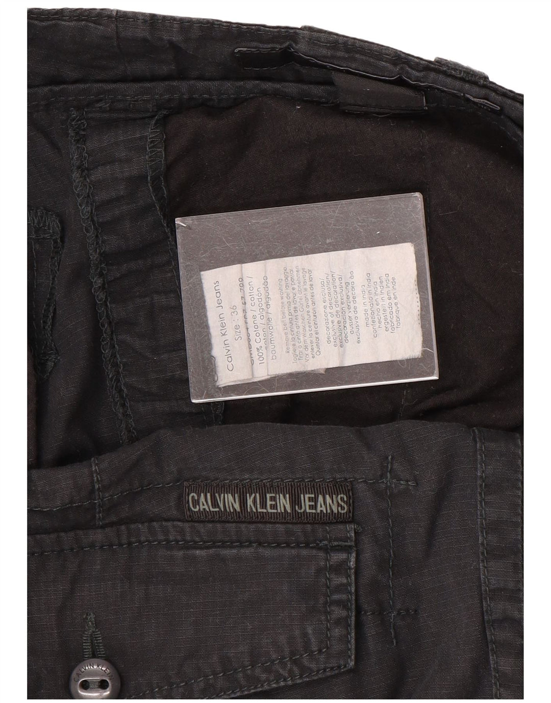 CALVIN KLEIN Mens Cargo Shorts W36 Large Black Cotton