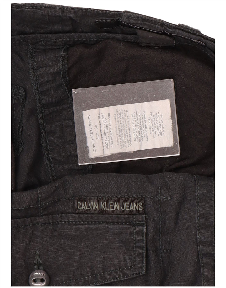 CALVIN KLEIN Mens Cargo Shorts W36 Large Black Cotton