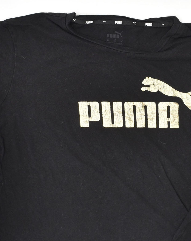 PUMA Mens Graphic T-Shirt Top Medium Black Cotton | Vintage Puma | Thrift | Second-Hand Puma | Used Clothing | Messina Hembry 