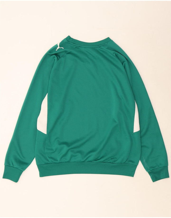 PUMA Mens Sweatshirt Jumper Large Green Colourblock Polyester