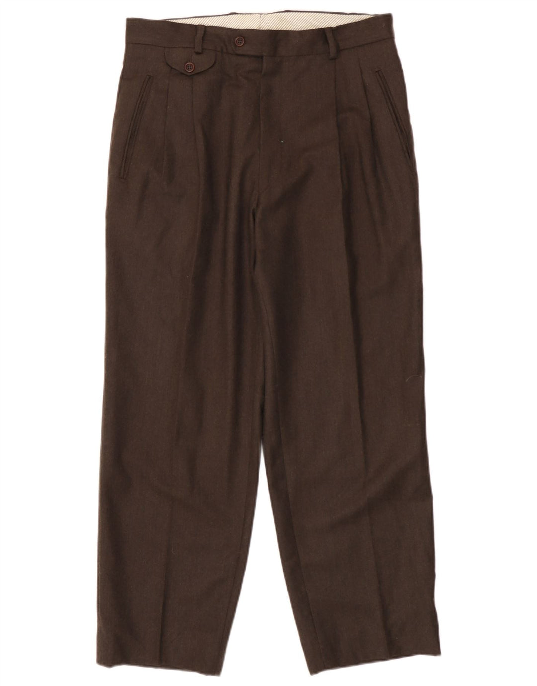 Massimo Dutti Mens Pegged Suit Trousers EU 44 Large W34 L28 Brown Wool