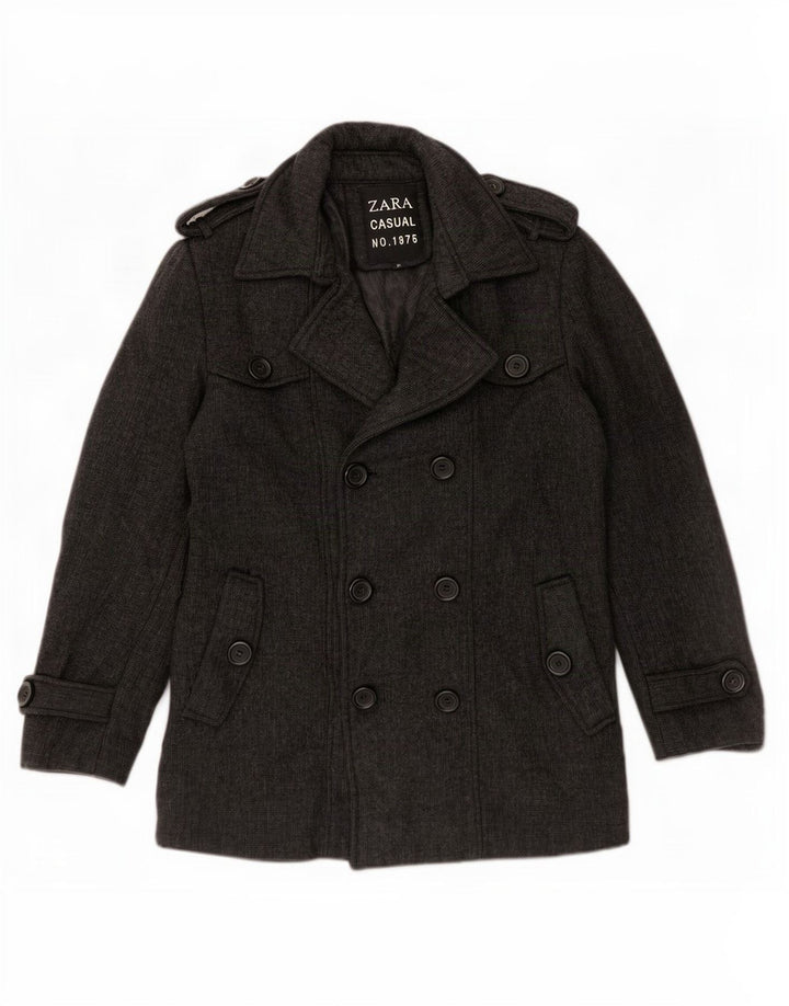 Zara Mens Pea Coat UK 38 Medium Grey