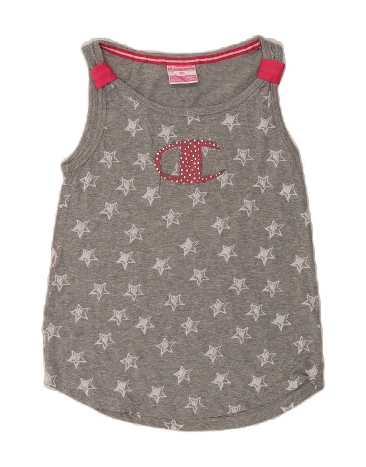 CHAMPION Girls Graphic Vest Top 9-10 Years Grey Flecked Vintage Champion and Second-Hand Champion from Messina Hembry 