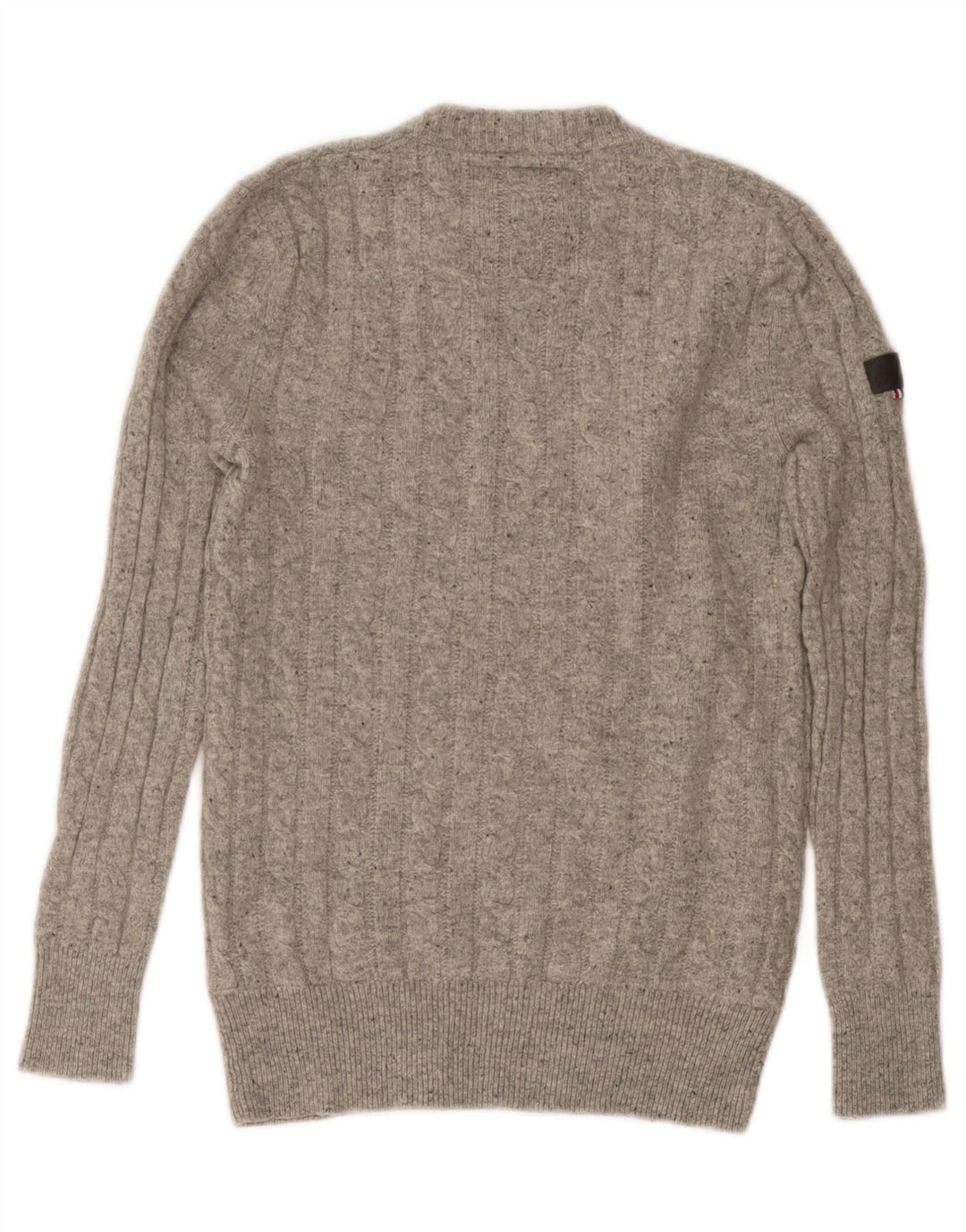 Superdry Womens Crew Neck Jumper Sweater UK 10 Small Grey Wool