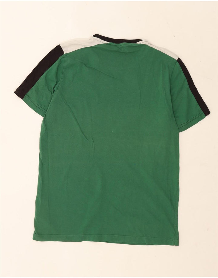 Puma Mens Graphic T-Shirt Top Medium Green Colourblock Cotton