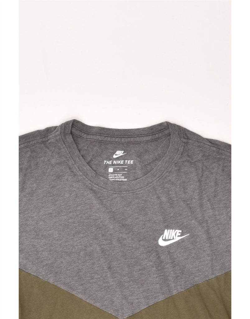 NIKE Mens T-Shirt Top Small Khaki Colourblock Cotton | Vintage Nike | Thrift | Second-Hand Nike | Used Clothing | Messina Hembry 