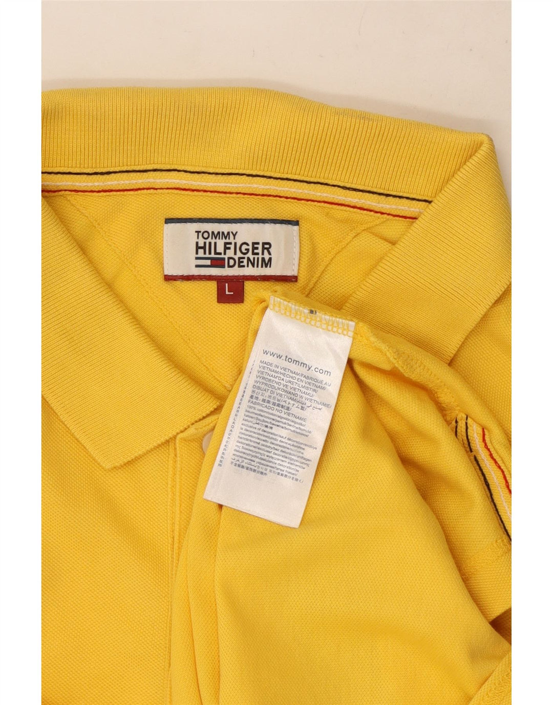 Tommy Hilfiger Mens Polo Shirt Large Yellow Cotton