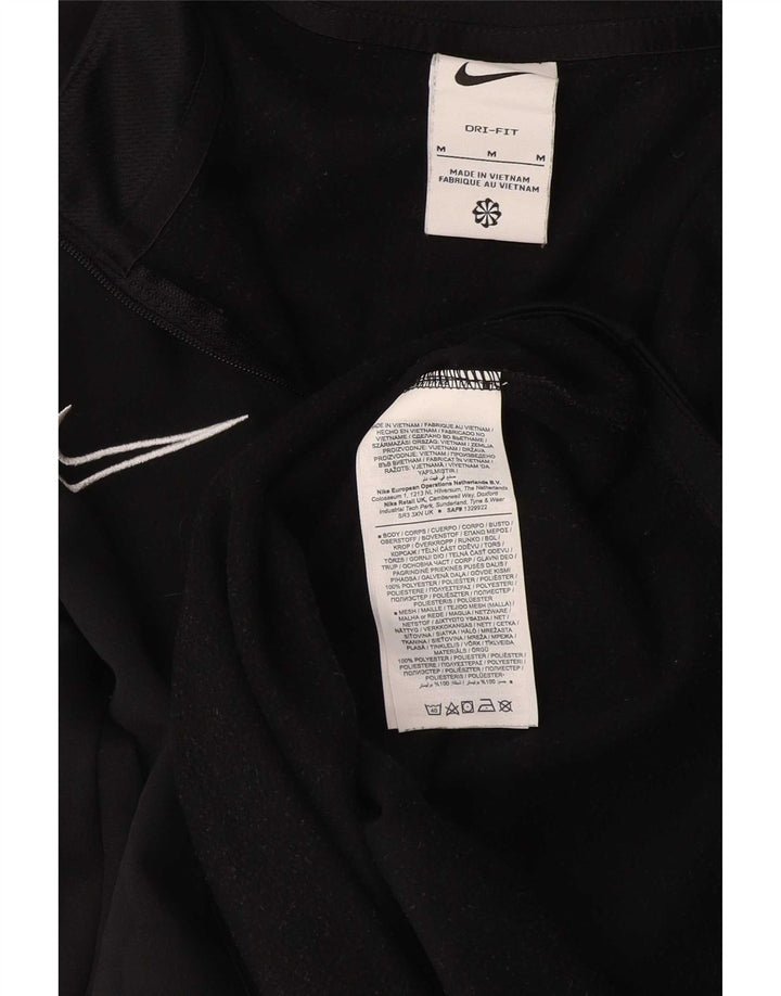 Nike Mens Dri Fit Zip Neck Pullover Tracksuit Top Medium Black Colourblock