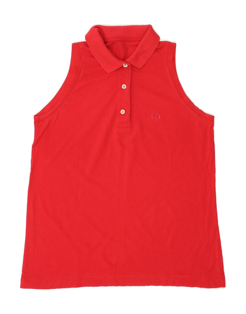 SERGIO TACCHINI Womens Sleeveless Polo Shirt UK 12 Medium Red Vintage Sergio Tacchini and Second-Hand Sergio Tacchini from Messina Hembry 