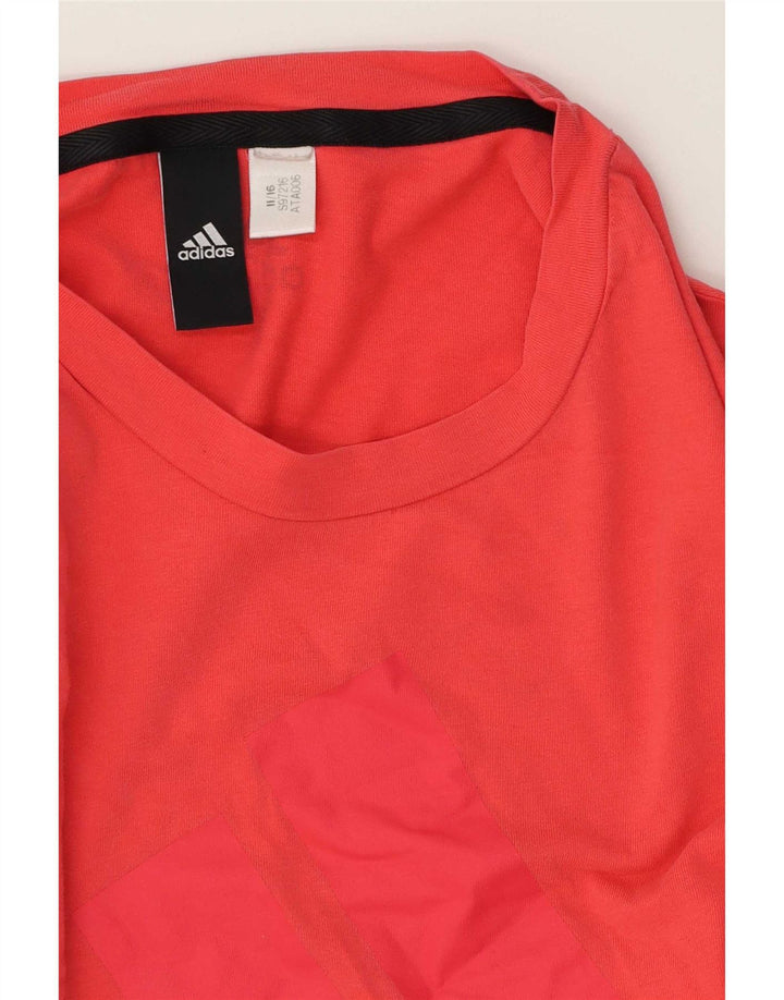 Adidas Womens Graphic T-Shirt Top UK 14 Medium Red