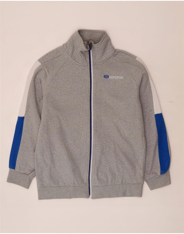 Superga Womens Tracksuit Top Jacket UK 14 Medium Grey Colourblock Cotton