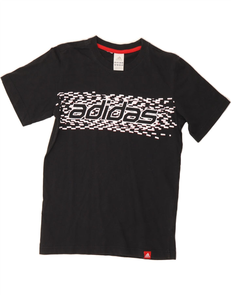 ADIDAS Boys Graphic T-Shirt Top 13-14 Years Black Vintage Adidas and Second-Hand Adidas from Messina Hembry 