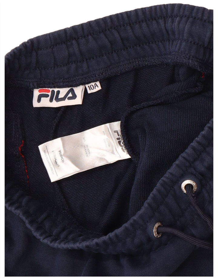 Fila Boys Tracksuit Trousers Joggers 9-10 Years Navy Blue Cotton